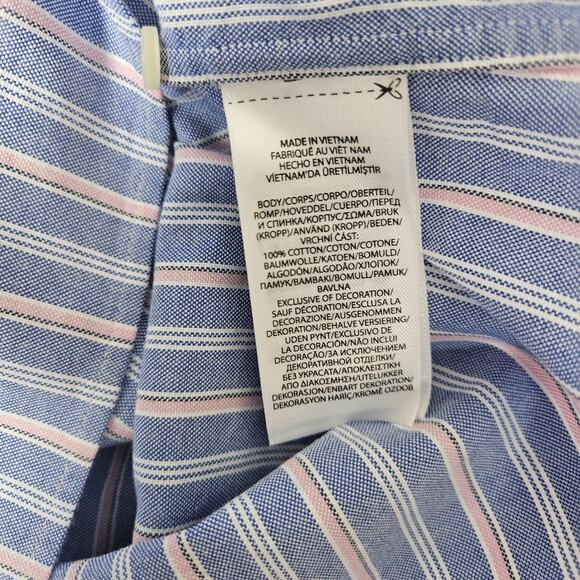 Polo Ralph Lauren Shirt Mens 2XLT Blue Pink Classic Oxford Stripes Flesh Pony - Picture 3 of 9